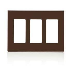 Leviton 80311-S0 Decora Wallplate, Screwless, Standard Size, Gang 3, Brown