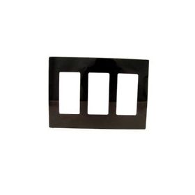 Leviton 80311-SE Decora Wallplate, Screwless, Standard Size, Gang 3, Black