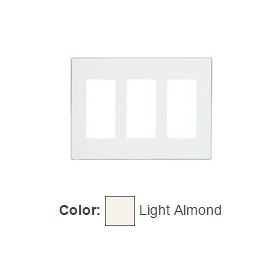 Leviton 80311-ST Decora Wallplate, Screwless, Standard Size, Gang 3, Light Almond