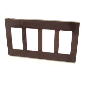 Leviton 80312 Decora Wallplate, Screwless, Standard Size, Gang 4, Brown