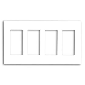 Leviton 80312-SI Decora Wallplate, Screwless, Standard Size, Gang 4, Ivory