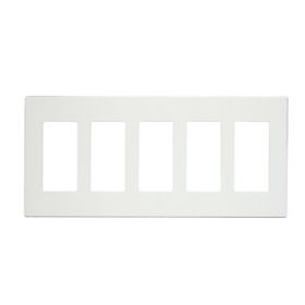 Leviton 80321-SW Decora Wallplate, Screwless, Standard Size, Gang 5, White