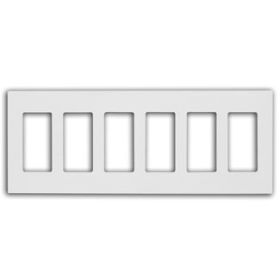 Leviton 80326-SI Decora Wallplate, Screwless, Standard Size, Gang 6, Ivory