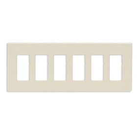 Leviton 80326-ST Decora Wallplate, Screwless, Standard Size, Gang 6, Light Almond