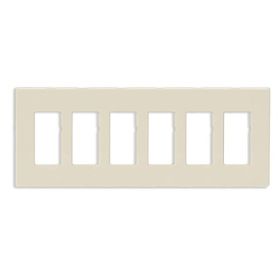 Leviton 80326-ST Decora Wallplate, Screwless, Standard Size, Gang 6, Light Almond