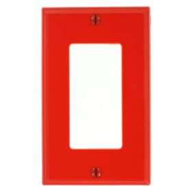 Leviton 80401-NR Decora Wallplate, Standard Size, Gang 1, Red