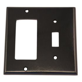 Leviton 80405-E Combination Wallplate, Standard Size, Gang 2, Black