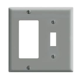 Leviton 80405-GY Combination Wallplate, Standard Size, Gang 2, Gray