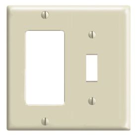 Leviton 80405-I Combination Wallplate, Standard Size, Gang 2, Ivory