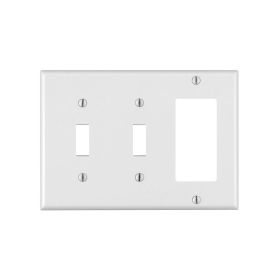 Leviton 80421-W Combination Wallplate, Standard Size, Gang 3, White