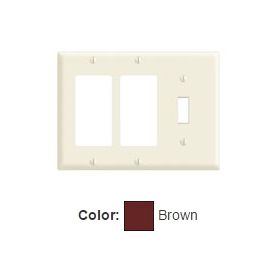 Leviton 80431 Combination Wallplate, Standard Size, Gang 3, Brown