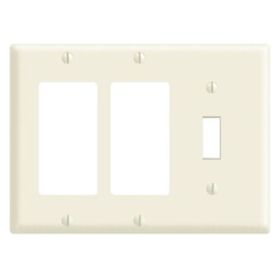 Leviton 80431-T Combination Wallplate, Standard Size, Gang 3, Light Almond