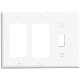 Leviton 80431-W Combination Wallplate, Standard Size, Gang 3, White