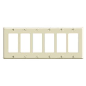 Leviton 80436-I Decora Wallplate, Standard Size, Gang 6, Ivory