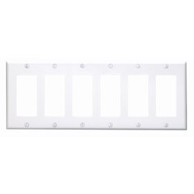 Leviton 80436-W Decora Wallplate, Standard Size, Gang 6, White