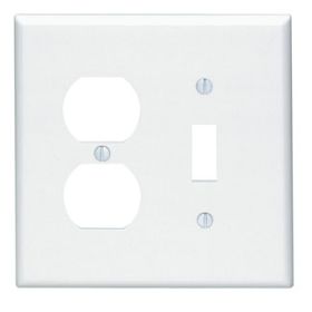 Leviton 80505-W Combination Wallplate, Midway Size, Gang 2, White