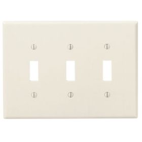 Leviton 80511-T Switch Wallplate, Midway Size, Gang 3, Light Almond