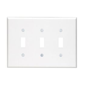 Leviton 80511-W Switch Wallplate, Midway Size, Gang 3, White