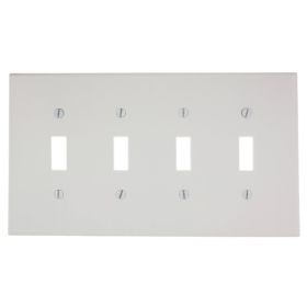 Leviton 80512-W Switch Wallplate, Midway Size, Gang 4, White