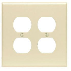 Leviton 80516-I Receptacle Wallplate, Midway Size, Gang 2, Ivory