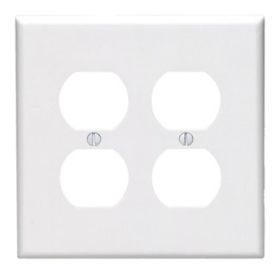 Leviton 80516-W Receptacle Wallplate, Midway Size, Gang 2, White