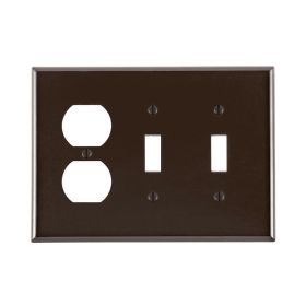 Leviton 80521 Combination Wallplate, Midway Size, Gang 3, Brown