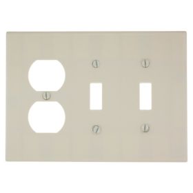 Leviton 80521-T Combination Wallplate, Midway Size, Gang 3, Light Almond