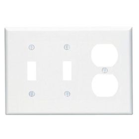 Leviton 80521-W Combination Wallplate, Midway Size, Gang 3, White