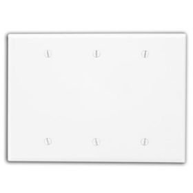 Leviton 80533-W Blank Wallplate, Midway Size, Gang 3, White