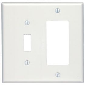 Leviton 80605-W Combination Wallplate, Midway Size, Gang 2, White