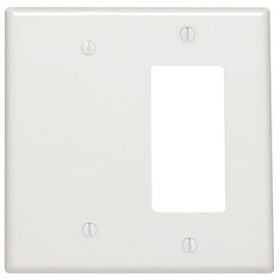 Leviton 80608-W Combination Wallplate, Midway Size, Gang 2, White