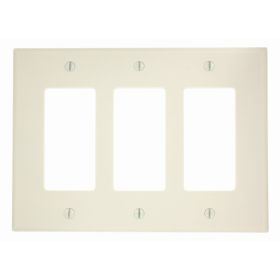 Leviton 80611-T Decora Wallplate, Midway Size, Gang 3, Light Almond