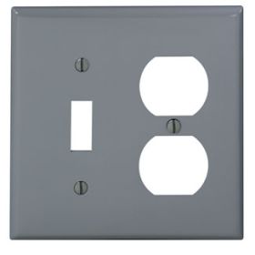 Leviton 80705-GY Combination Wallplate, Standard Size, Gang 2, Gray