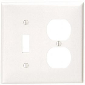 Leviton 80705-W Combination Wallplate, Standard Size, Gang 2, White