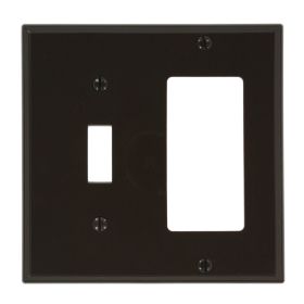 Leviton 80707 Combination Wallplate, Standard Size, Gang 2, Brown