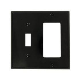 Leviton 80707-E Combination Wallplate, Standard Size, Gang 2, Black