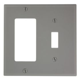 Leviton 80707-GY Combination Wallplate, Standard Size, Gang 2, Gray