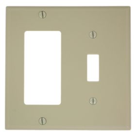 Leviton 80707-I Combination Wallplate, Standard Size, Gang 2, Ivory