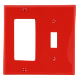 Leviton 80707-R Combination Wallplate, Standard Size, Gang 2, Red