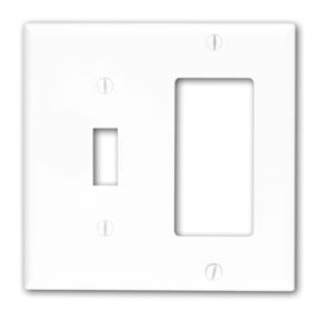 Leviton 80707-W Combination Wallplate, Standard Size, Gang 2, White