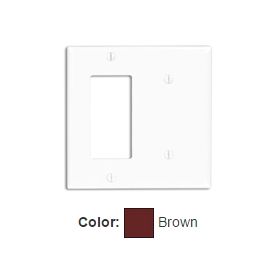 Leviton 80708 Combination Wallplate, Standard Size, Gang 2, Brown