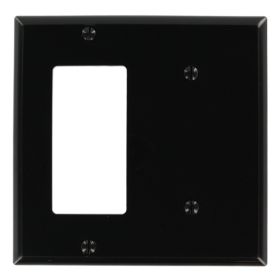 Leviton 80708-E Combination Wallplate, Standard Size, Gang 2, Black