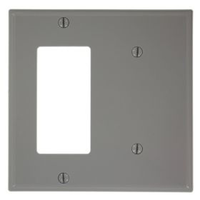 Leviton 80708-GY Combination Wallplate, Standard Size, Gang 2, Gray