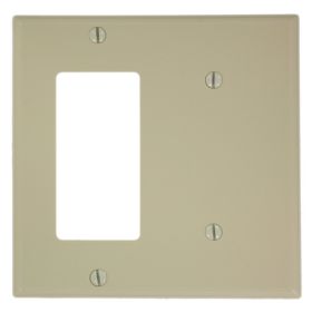 Leviton 80708-I Combination Wallplate, Standard Size, Gang 2, Ivory