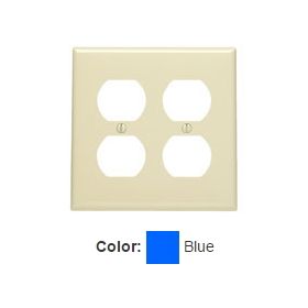 Leviton 80716-BU Receptacle Wallplate, Standard Size, Gang 2, Blue