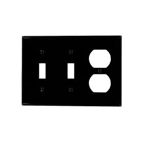 Leviton 80721-E Combination Wallplate, Standard Size, Gang 3, Black