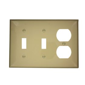 Leviton 80721-I Combination Wallplate, Standard Size, Gang 3, Ivory