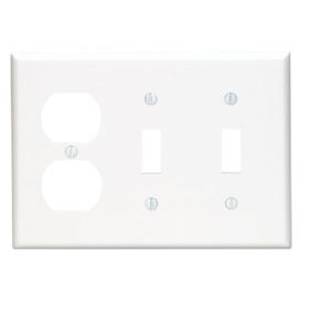 Leviton 80721-W Combination Wallplate, Standard Size, Gang 3, White