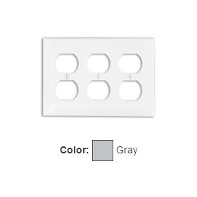 Leviton 80730-GY Receptacle Wallplate, Standard Size, Gang 3, Gray