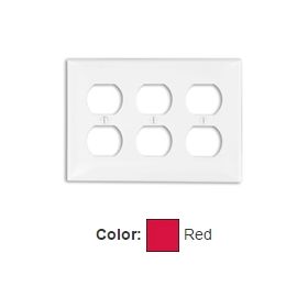 Leviton 80730-R Receptacle Wallplate, Standard Size, Gang 3, Red